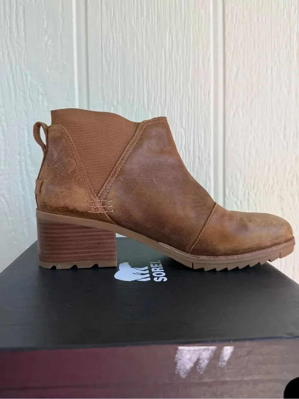 Sorel Tan Suede Chelsea Ankle Booties